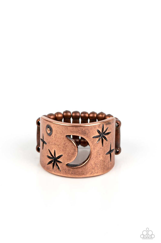 Lunar Levels - Copper Abstract Stars & Cut-Out Moon Paparazzi Ring