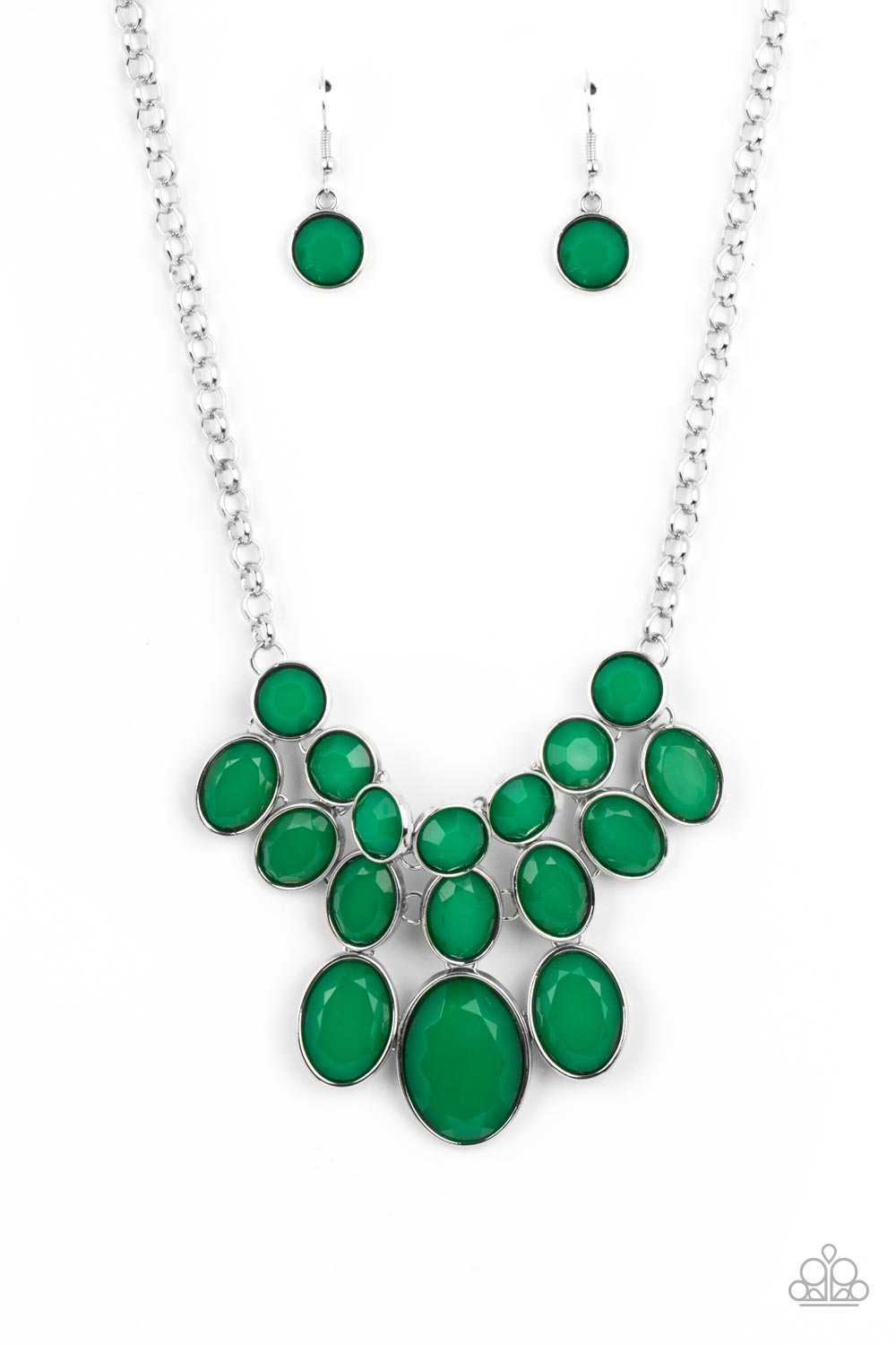 Delectable Daydream - Green Faceted Bead Paparazzi Necklace & matching earrings