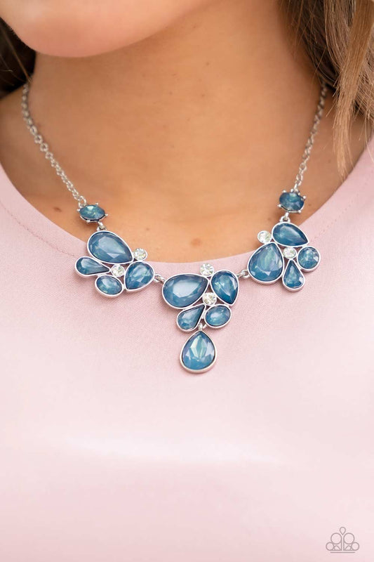 Everglade Escape - Blue Geometric Gems & White Rhinestone Paparazzi Necklace & matching earrings