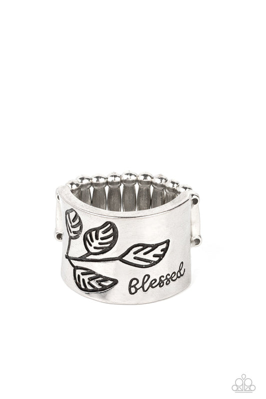 Blessed with Bling - Silver "Blessed" Stamped Paparazzi Ring