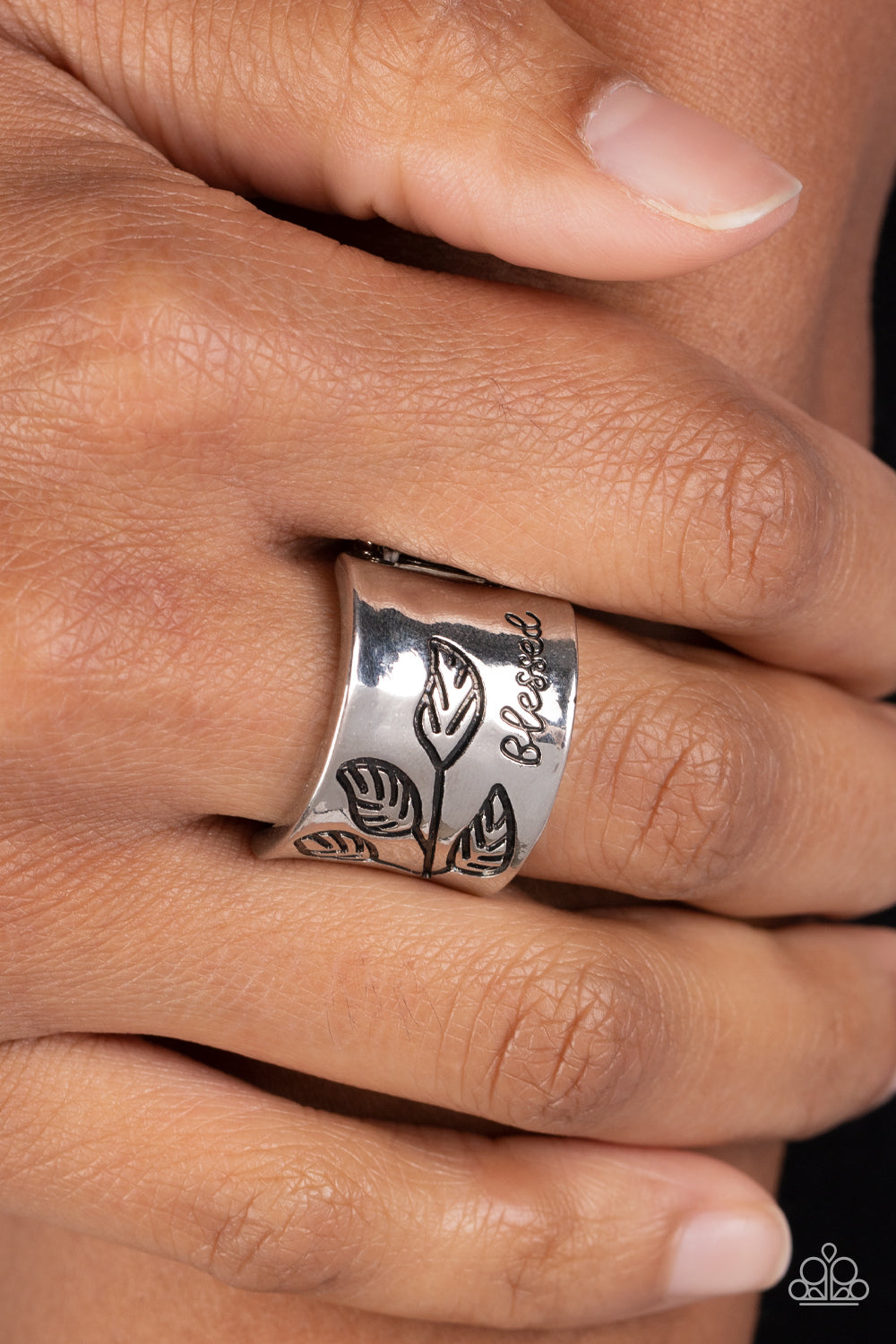 Blessed with Bling - Silver "Blessed" Stamped Paparazzi Ring