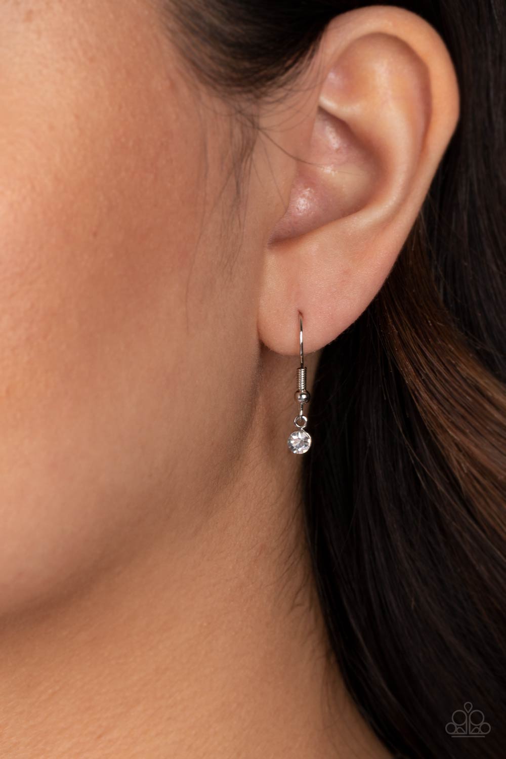 Effulgently Engaged - White Rhinestone/Silver Heart Pendant Paparazzi Necklace & matching earrings