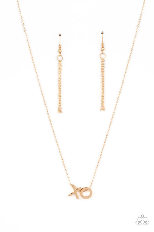 Hugs and Kisses - Gold "X" and "O" Letter Paparazzi Necklace & matching earrings