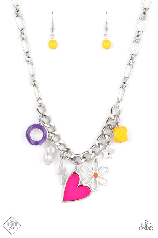 Living in CHARM-ony - Multi Colored Charm Paparazzi Necklace & matching earrings