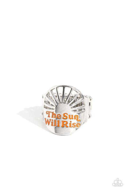 The Dawn After Tomorrow - Orange "The Sun Will Rise" Stamped Paparazzi Ring