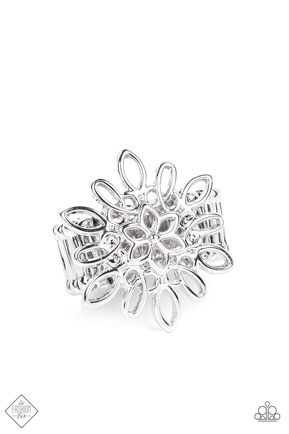 Coastal Chic - Silver Floral Design Paparazzi Ring