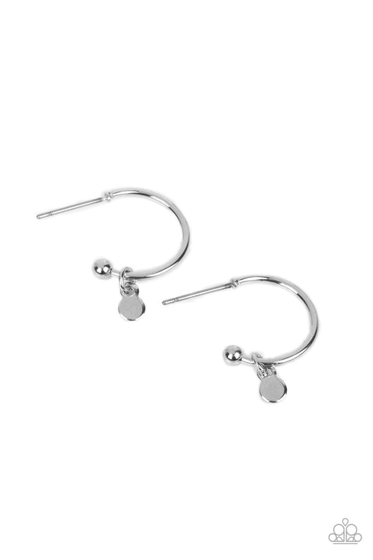 Modern Model - Silver Dainty Disc Paparazzi Mini Hoop Earrings