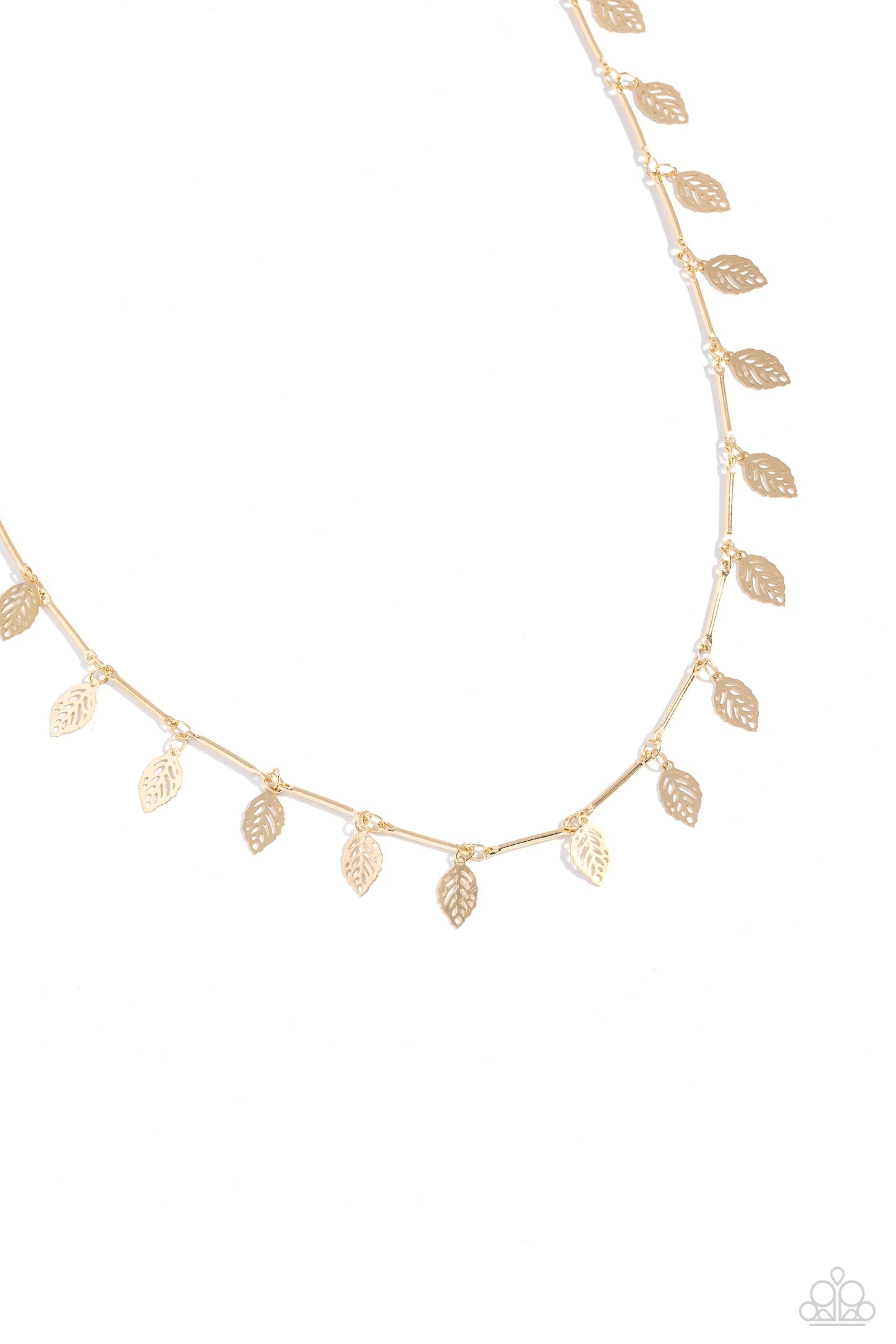 LEAF a Light On - Gold Leaves/Gold Bars Paparazzi Necklace & matching earrings