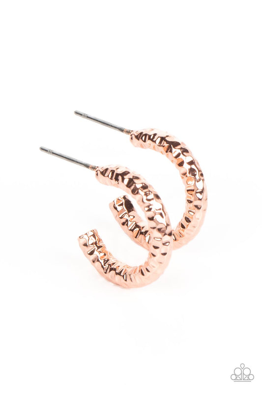 Wandering Wreaths - Copper Hammered Hoop Paparazzi Earrings