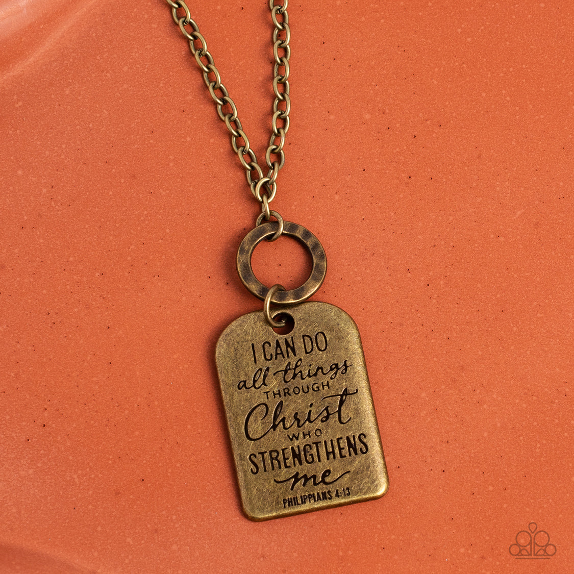 Persevering Philippians - Brass "I can do all things through Christ who strengthens me" Pendant Paparazzi Necklace & matching earrings