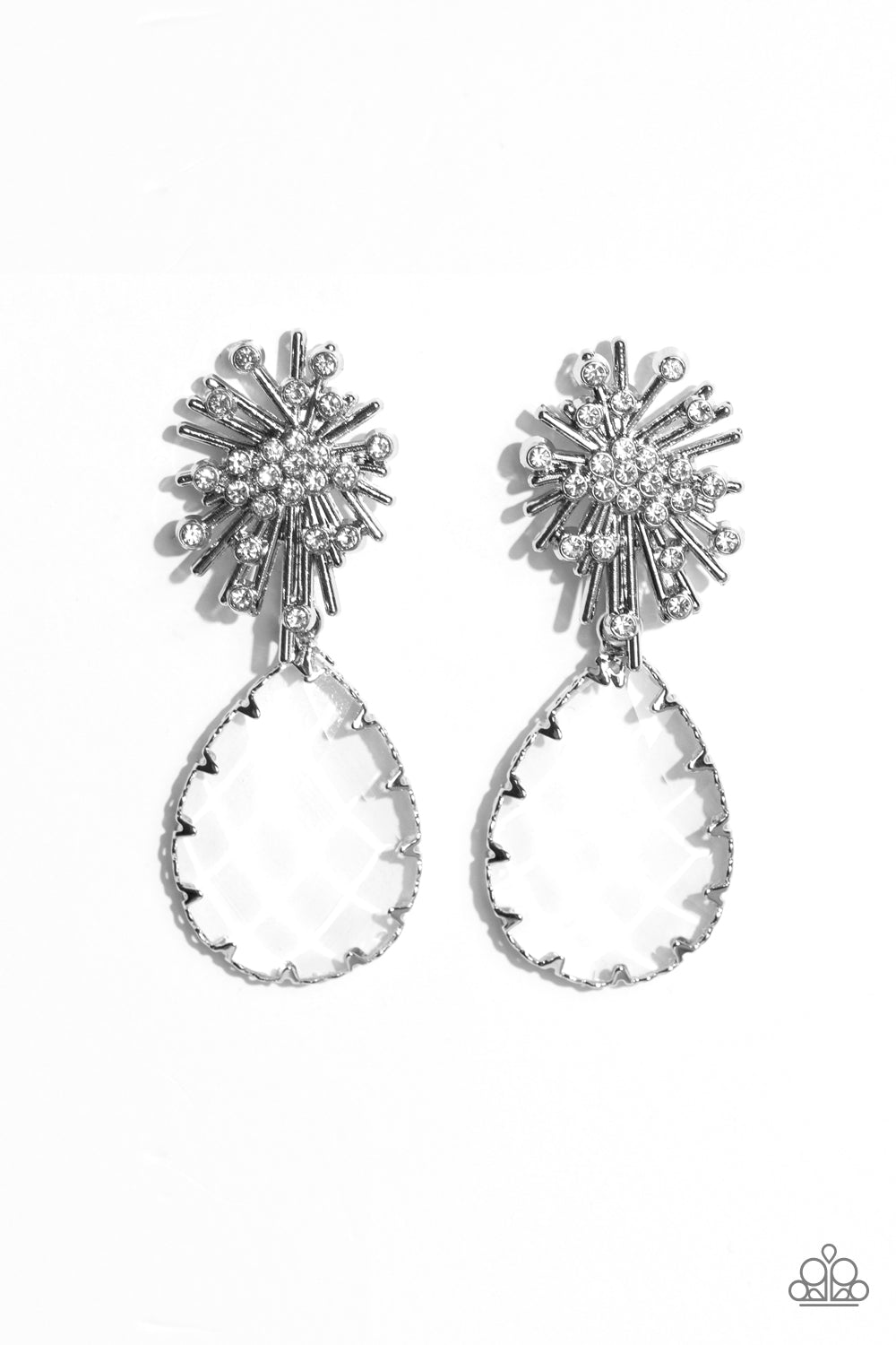 Stellar Shooting Star - White Rhinestones/Oversized Teardrop Paparazzi Earrings