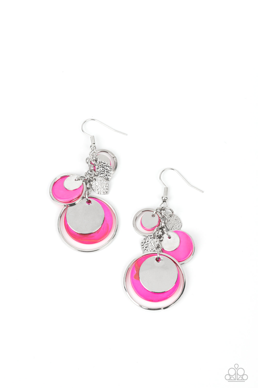 Saved by the SHELL - Pink Shell-Like & Silver Disc Paparazzi Earrings