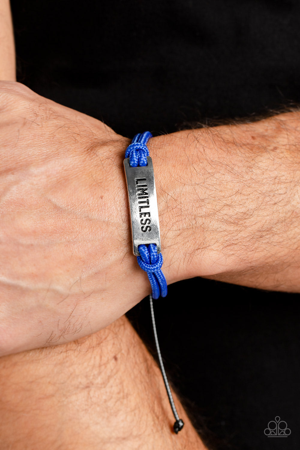 Limitless Layover - Blue Double-Strand Rope & Silver "Limitless" Stamped Plate Paparazzi Urban Bracelet