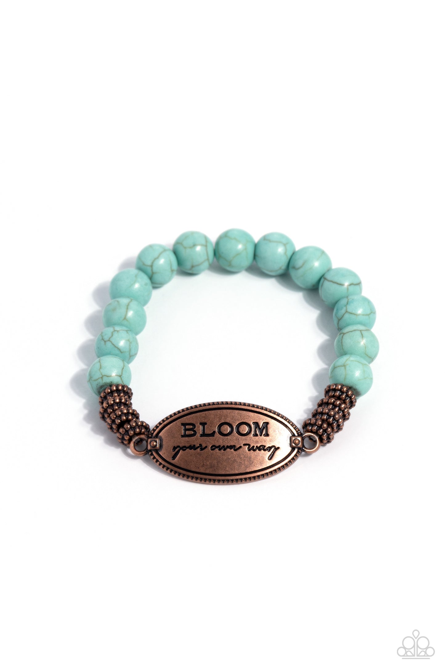 Bedouin Bloom - Copper "BLOOM your own way" Pendant/Turquoise Stone Paparazzi Stretch Bracelet