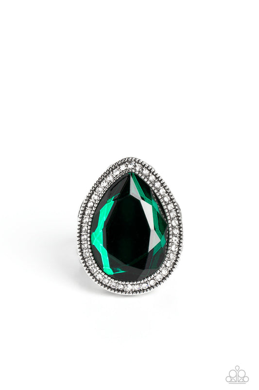 Illuminated Icon - Green Oversized Teardrop Gem Paparazzi Ring