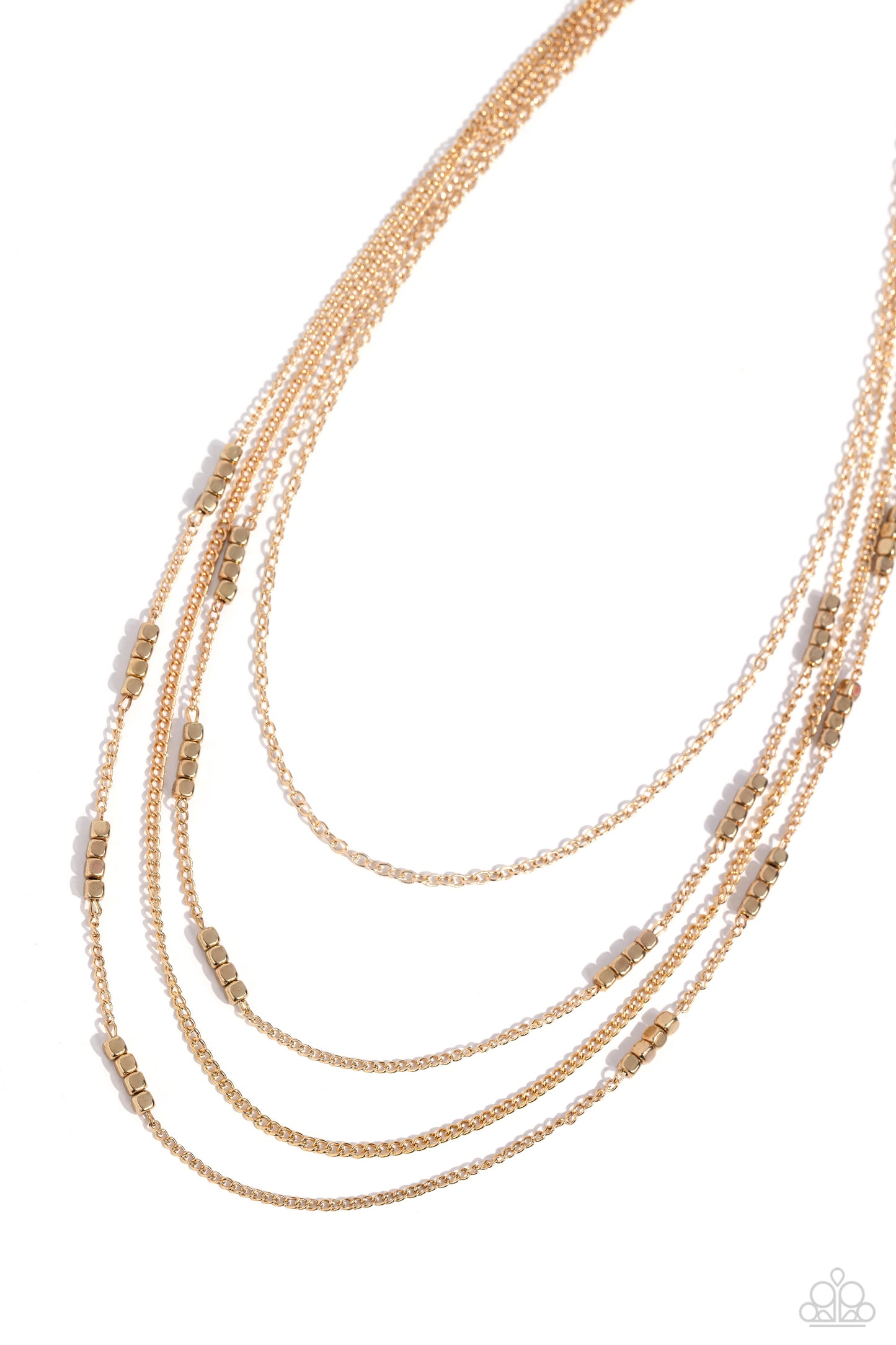 Metallic Monarch - Gold Chains/Gold Beaded Paparazzi Necklace & matching earrings