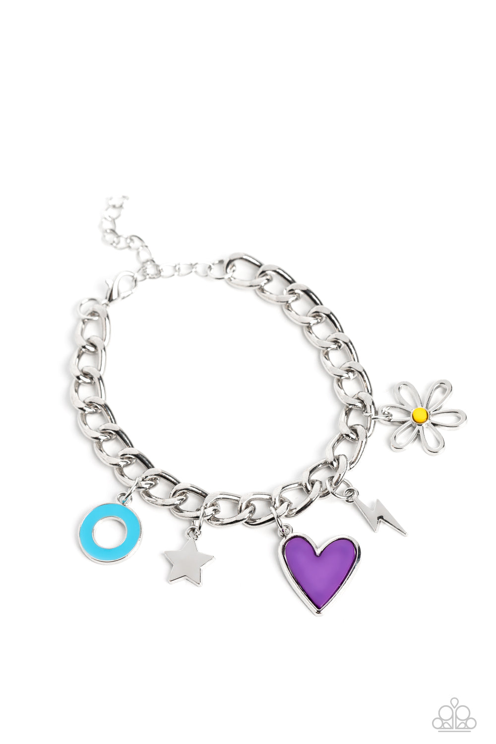 Turn Up the Charm - Purple Heart & Assorted Charms Paparazzi Adjustable Bracelet