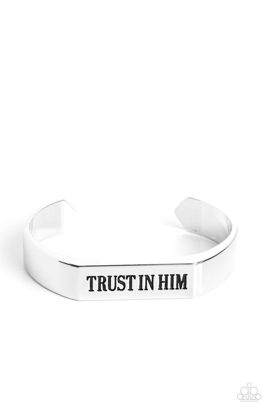 Trusting Trinket - Silver "Trust in Him" Stamped Silver Men's Cuff Bracelet