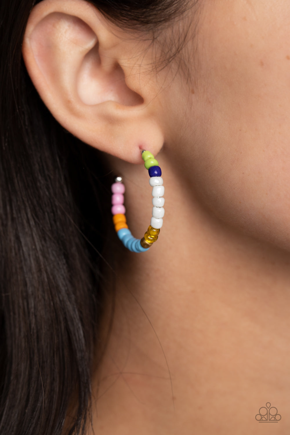 Multicolored Mambo - Multi Colored Seed Bead Paparazzi Hoop Earrings