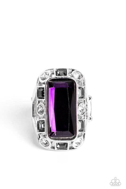 Radiant Rhinestones - Purple Oversized Gem Paprazzi Ring