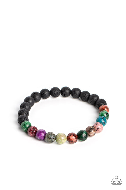 LAVA Language - Multi Stone Beads & Lave Rock Paparazzi Stretch Bracelet