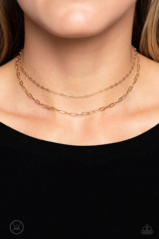 Polished Paperclips - Gold Paperclip Chain Paparazzi Choker Necklace & matching earrings