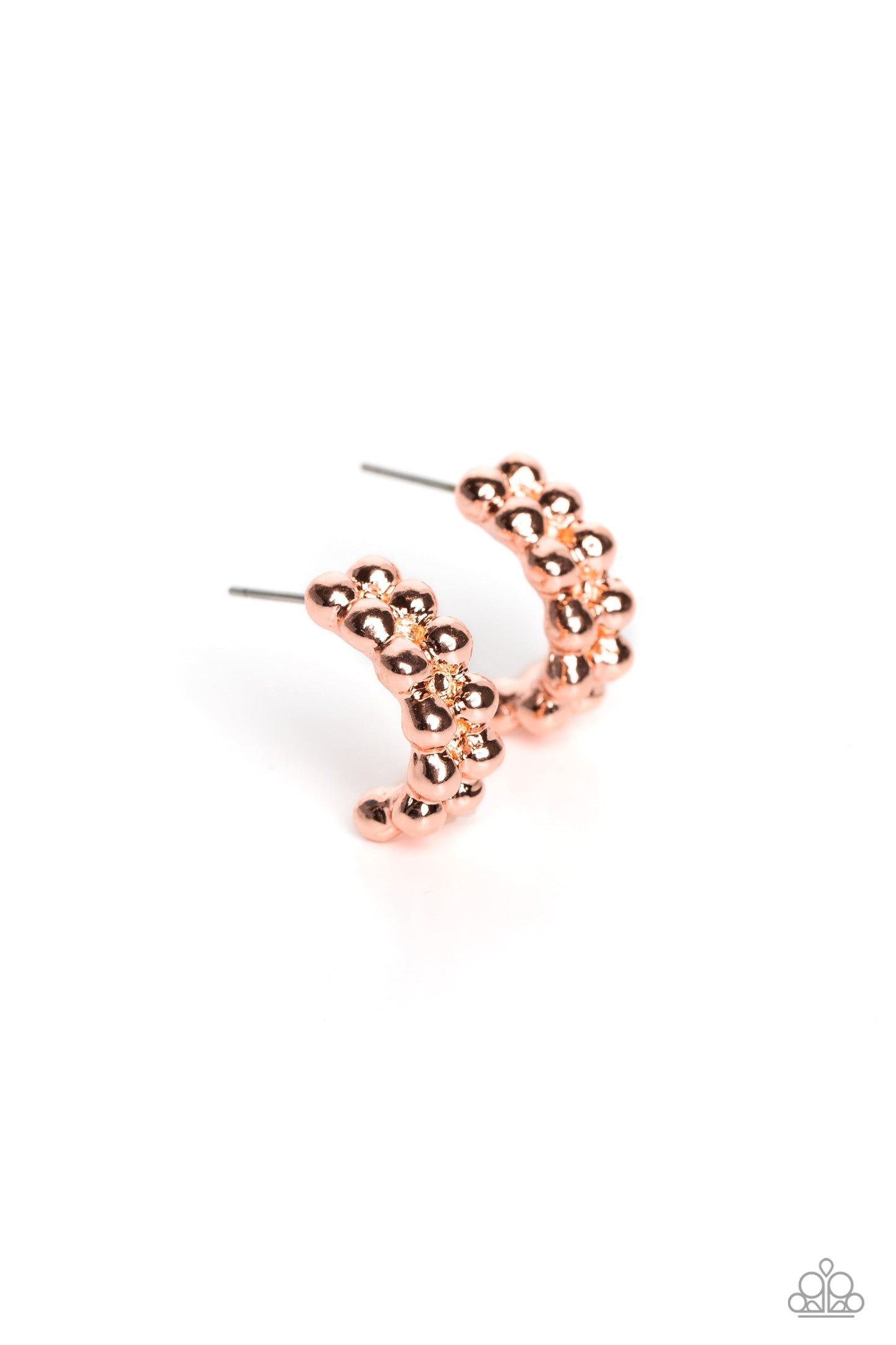 Bubbling Beauty - Copper Scalloped Pattern Paparazzi Dainty Hoop Earrings