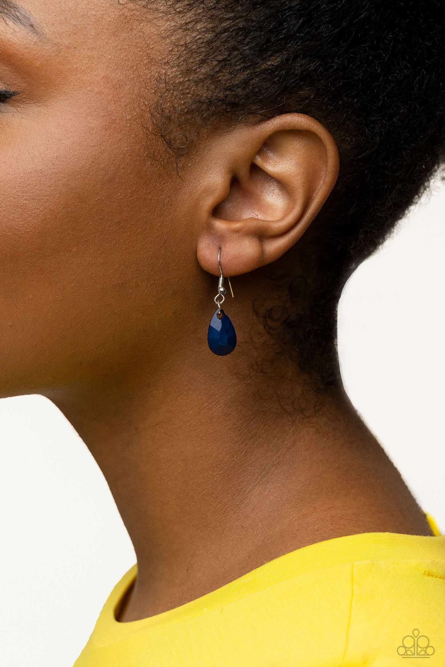 Flirty Flood - Blue Teardrop/Round Beaded Paparazzi Necklace & matching earrings