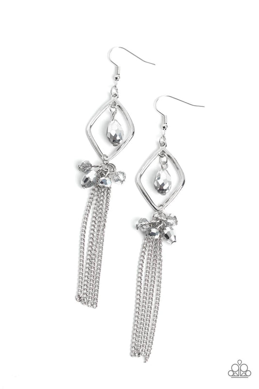 Effulgent Era - Silver Bead & Silver Chain Tassel Paparazzi Earrings