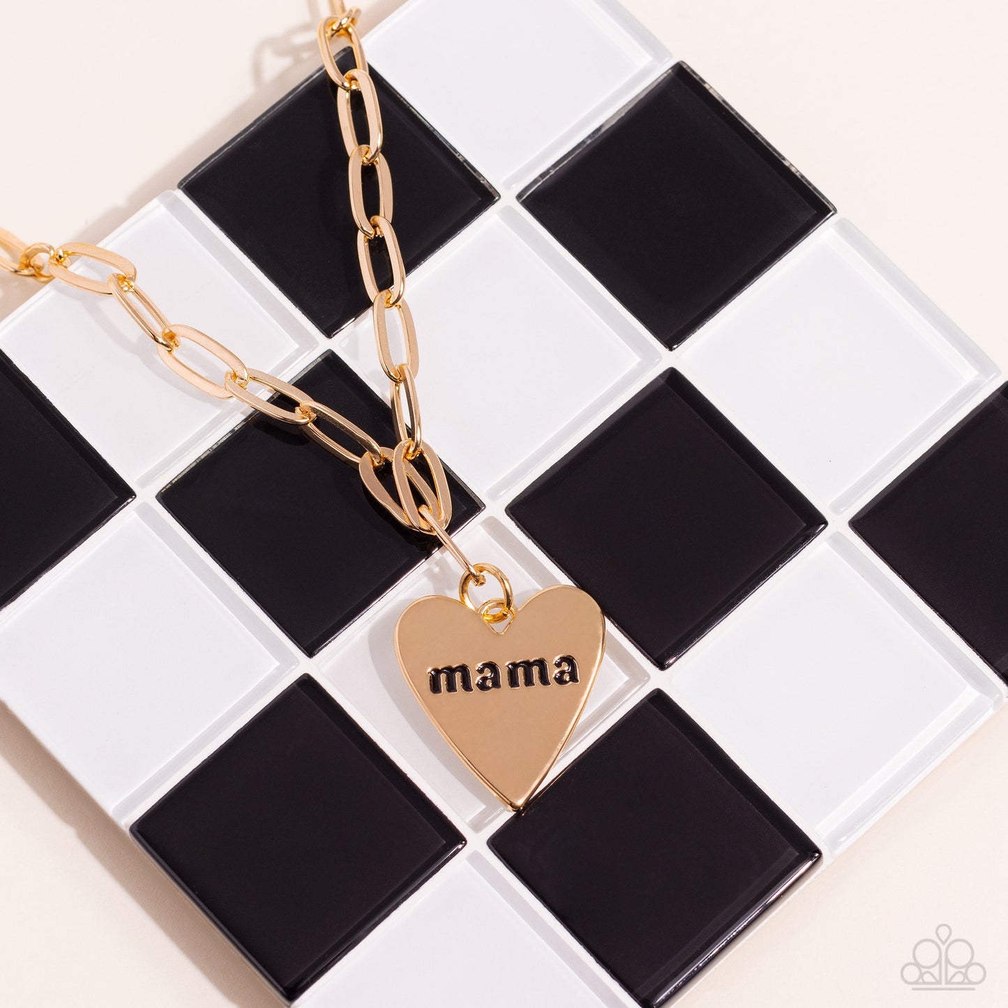 Mama Cant Buy You Love - Gold "Mama" Engraved Heart Pendant Paparazzi Necklace & matching earrings