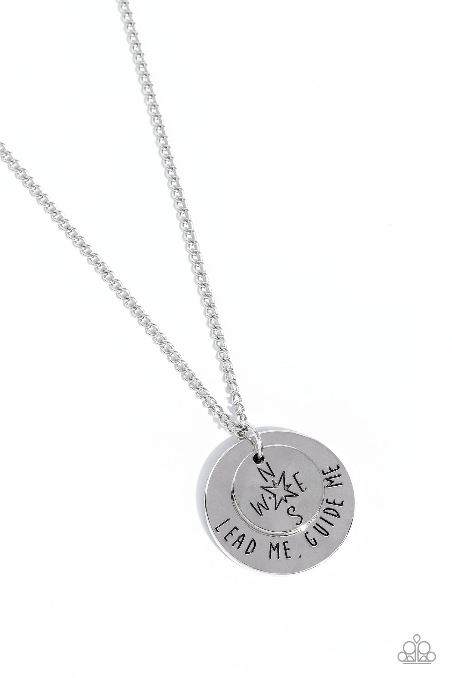 Gilded Guide - Silver "Lead Me. Guide Me" Stamped Pendant Paparazzi Necklace & matching earrings