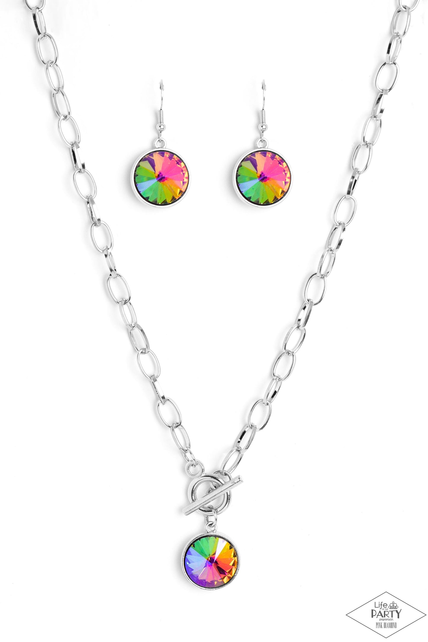 She Sparkles On - Multi UV Gem Pendant Paparazzi Toggle Necklace & matching earrings