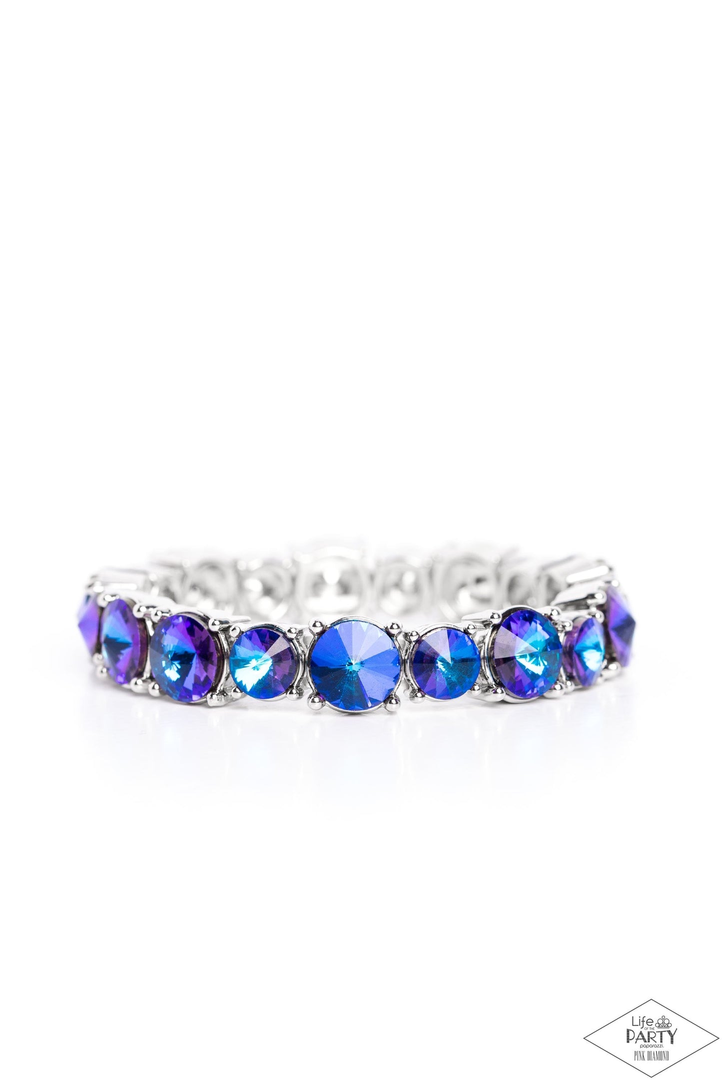 Born To Bedazzle - Blue Oil Spill Rhinestone Paparazzi Stretch Bracelet