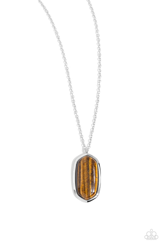 STYLE in the Stone - Brown Tiger's Eye Stone Pendant Paparazzi Necklace & matching earrings