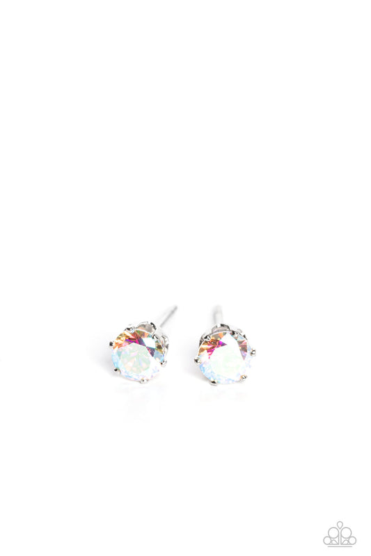 Delicately Dainty - Multi Iridescent Cubic Zirconia Paparazzi Post Earrings