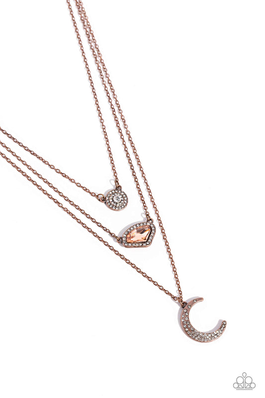 Lunar Lineup - Copper Stellar Pendant Paparazzi Necklace & matching earrings