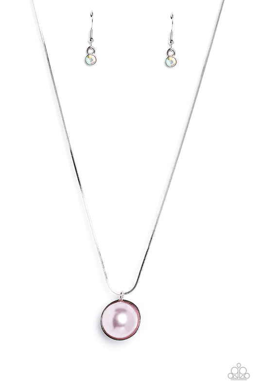 Haute Hybrid - Pink Pearl/Iridescent Rhinestone Pendant Paparazzi Necklace & matching earrings