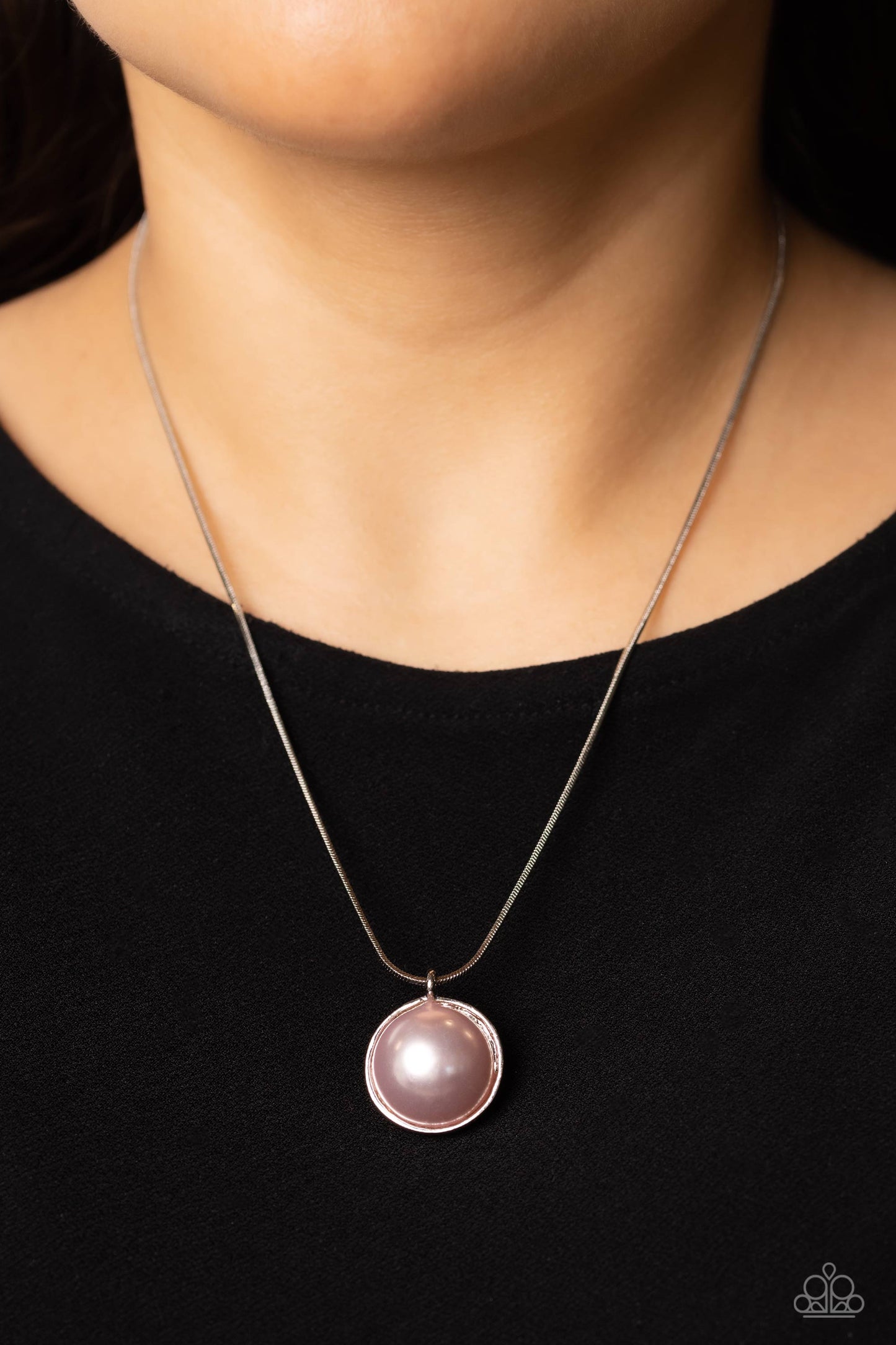 Haute Hybrid - Pink Pearl/Iridescent Rhinestone Pendant Paparazzi Necklace & matching earrings