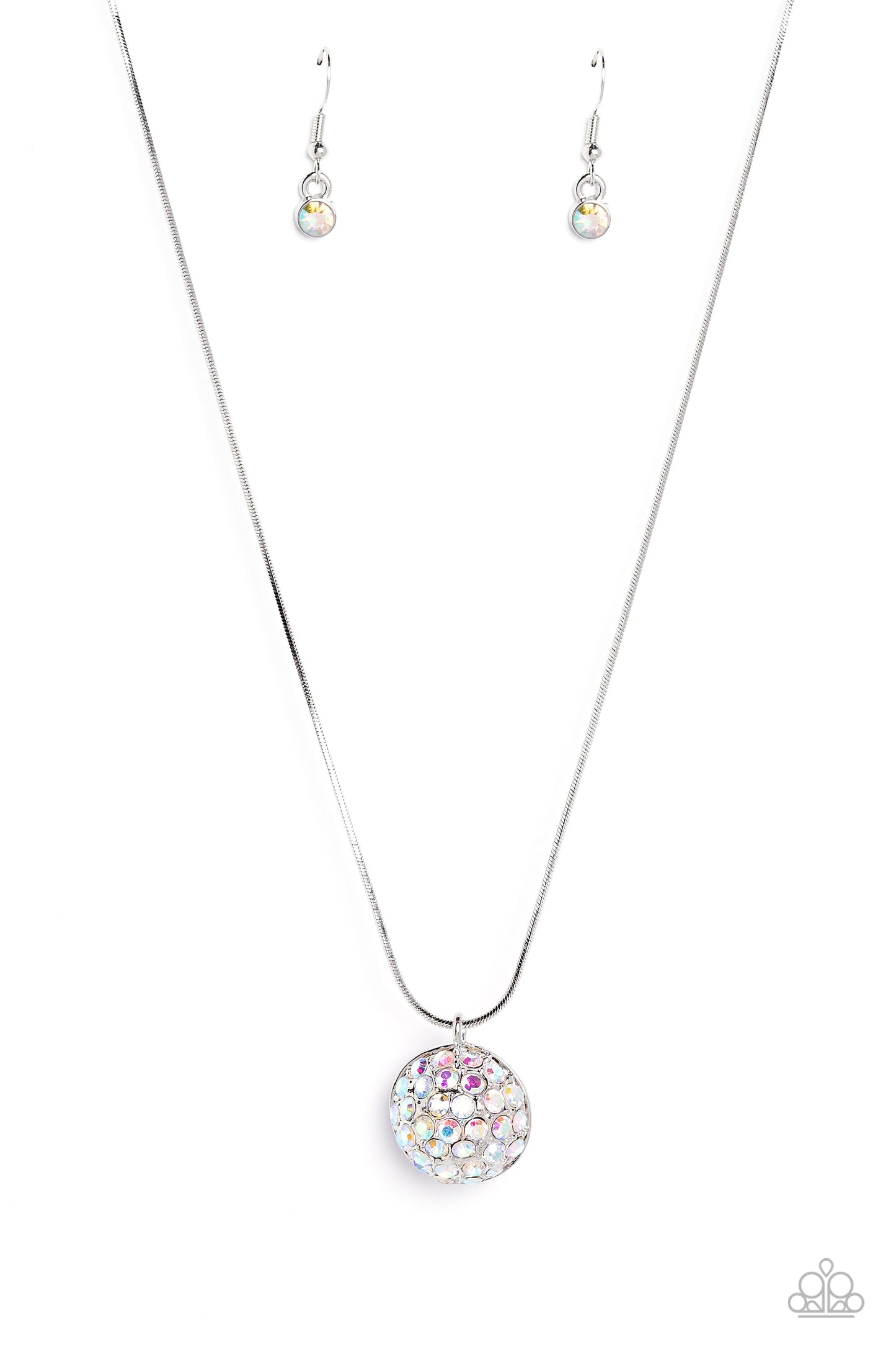 Haute Hybrid - Pink Pearl/Iridescent Rhinestone Pendant Paparazzi Necklace & matching earrings