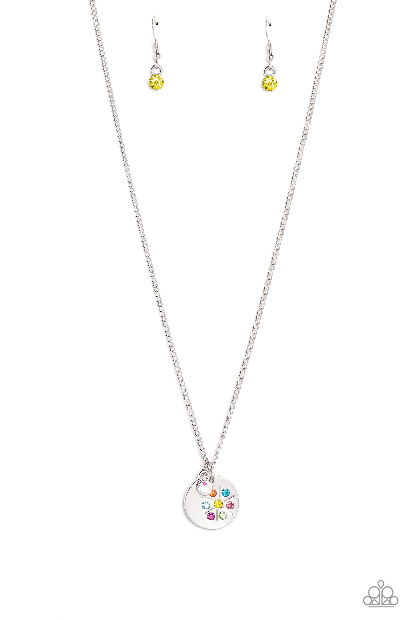 Dandelion Delight - Multi Rhinestone Whimsical Design Pendant Paparazzi Necklace & matching earrings