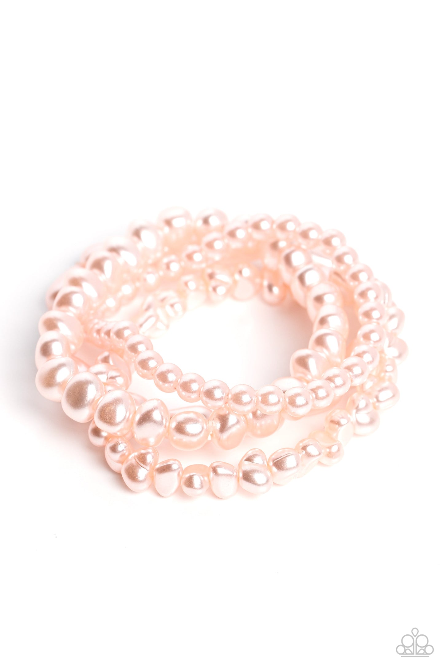 Gossip PEARL - Pink Geometric Pearl Set of 4 Paparazzi Stretch Bracelets