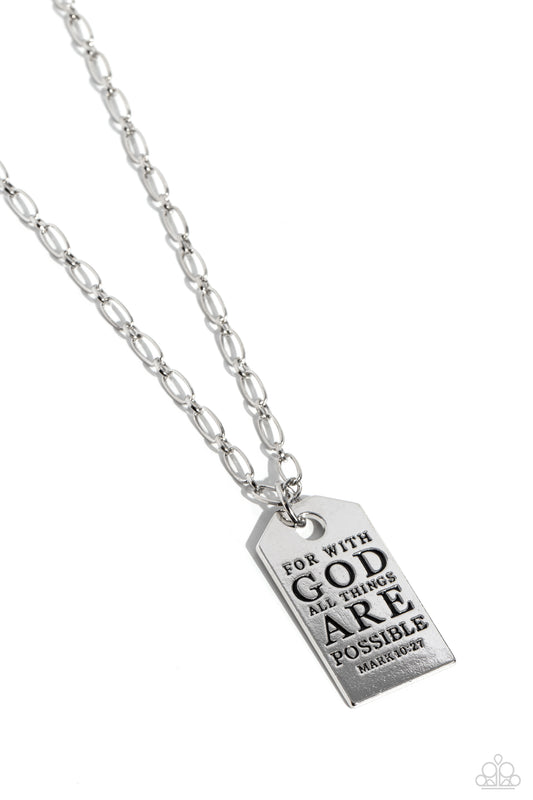 Possible Pendant - Silver "For with GOD all things ARE possible" Pendant Paparazzi Necklace & matching earrings