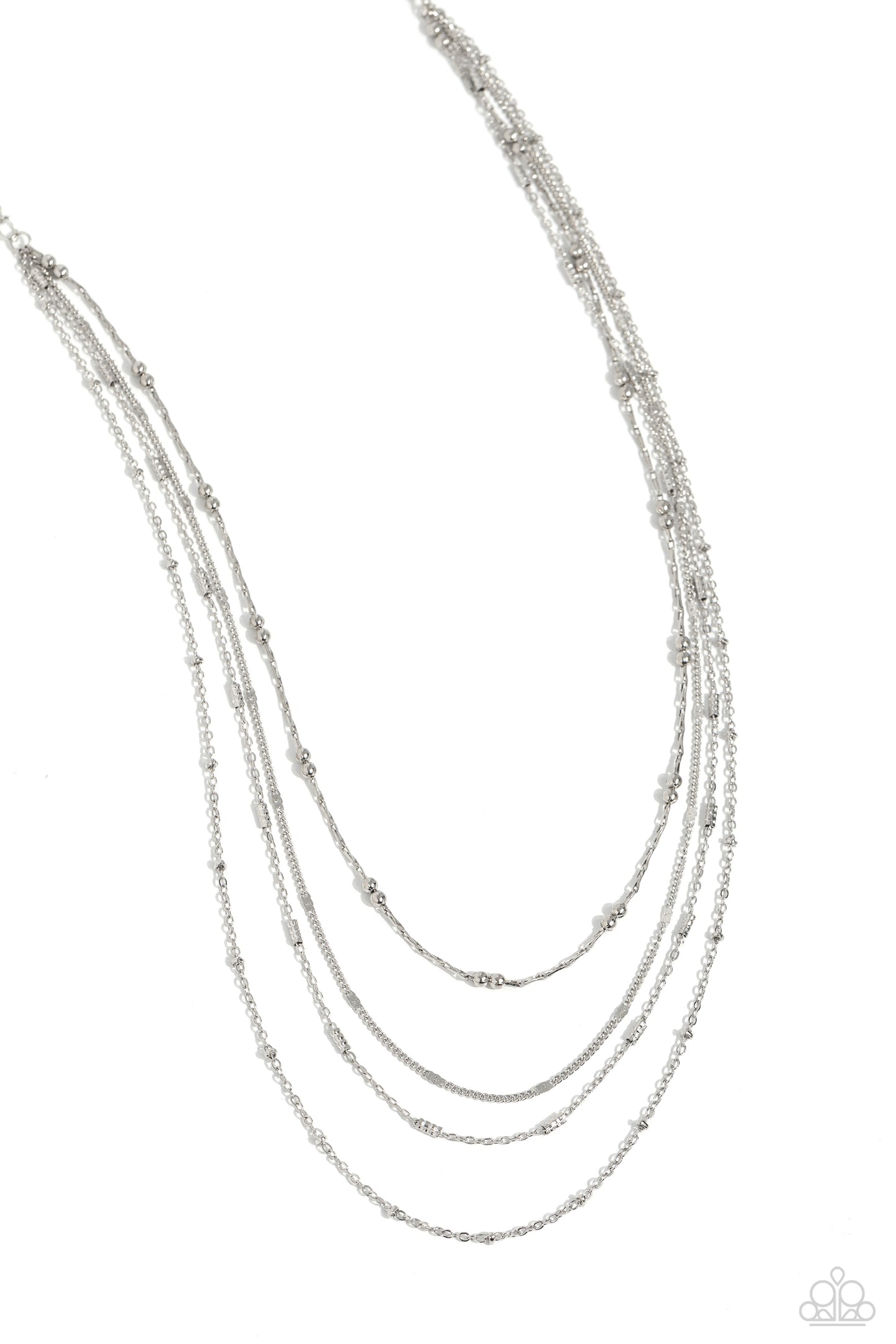 Studded Shimmer - Silver Dainty Chain Paparazzi Necklace & matching earrings