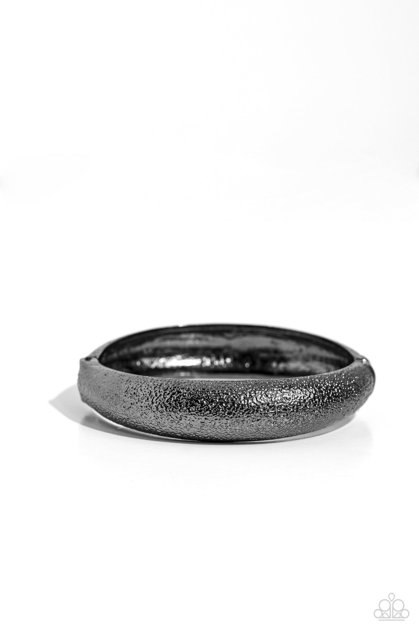 Rippling Reunion - Gunmetal Rippled Texture Paparazzi Hinge Bracelet