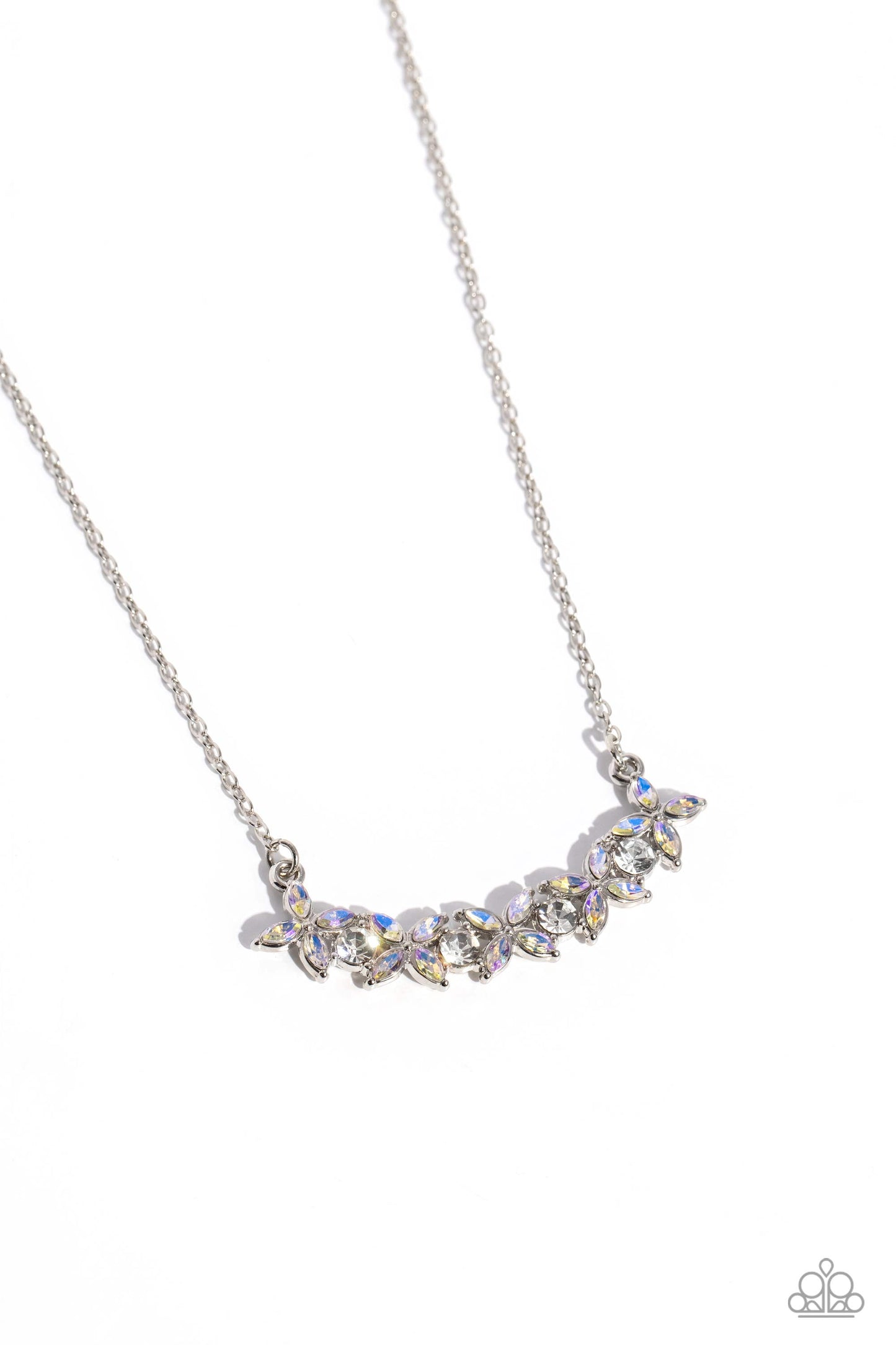 Floral Fanfare - Yellow Iridescent Floral Paparazzi Necklace & matching earrings