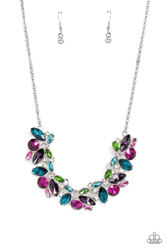 Crowning Collection - Multi Marquise-Cut Rhinestone Paparazzi Necklace & matching earrings