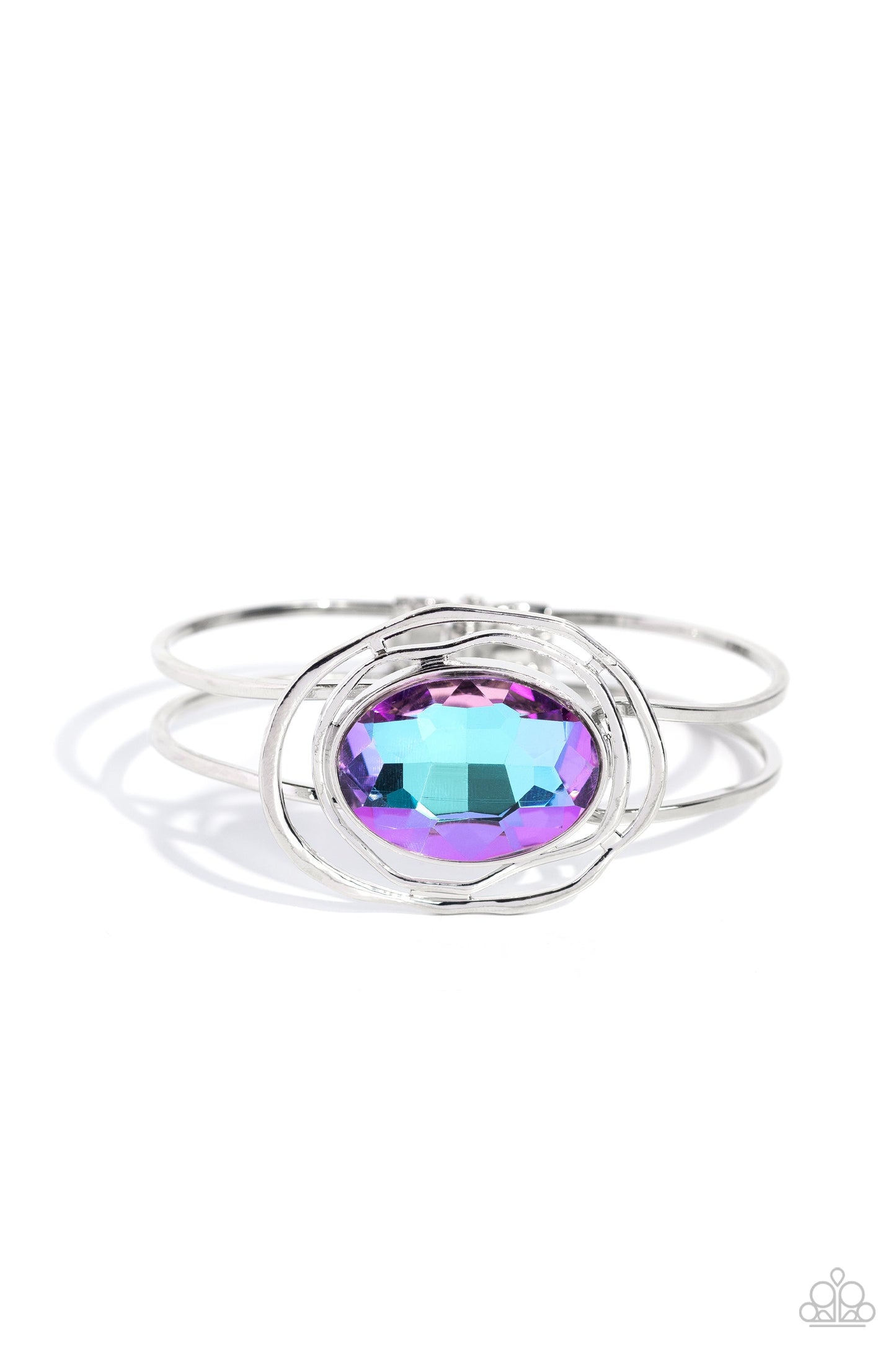 Substantial Sorceress - Purple Oversized Faceted Gem Paparazzi Hinge Bracelet