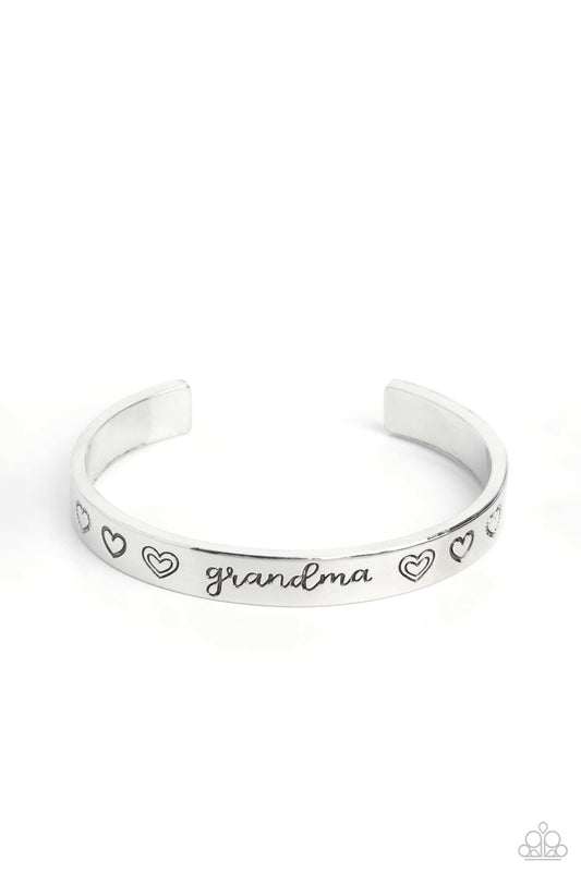 A Grandmothers Love - Silver "Grandma" Engraved Paparazzi Heart Bracelet