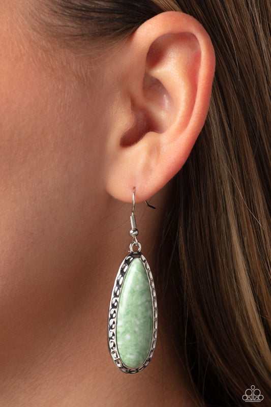 TEARDROP-Dead Dynasty - Green Elongated Teardrop Stone Earrings