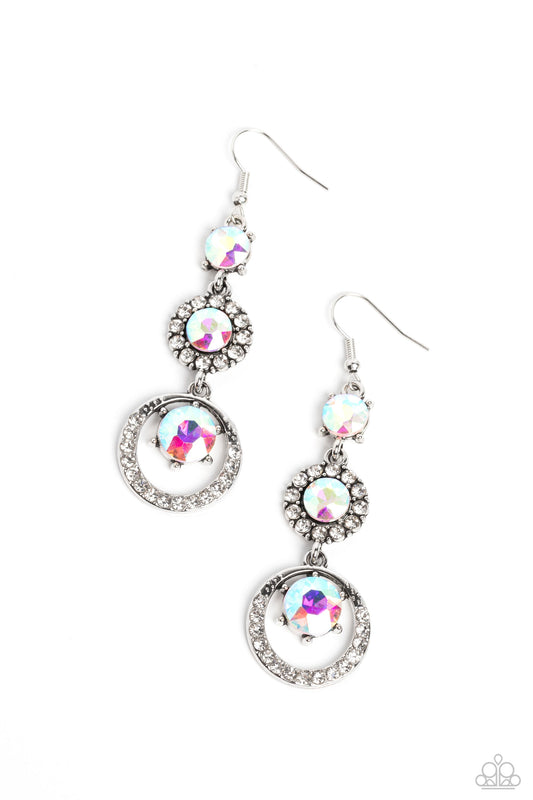 Enchanting Effulgence - Multi Iridescent Gems & White Rhinestone Paparazzi Earrings